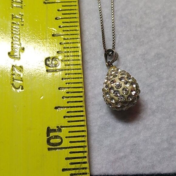 Vintage Sterling Silver and Rhinestone Tear Drop Pendant w/925 Chain - Picture 9 of 9